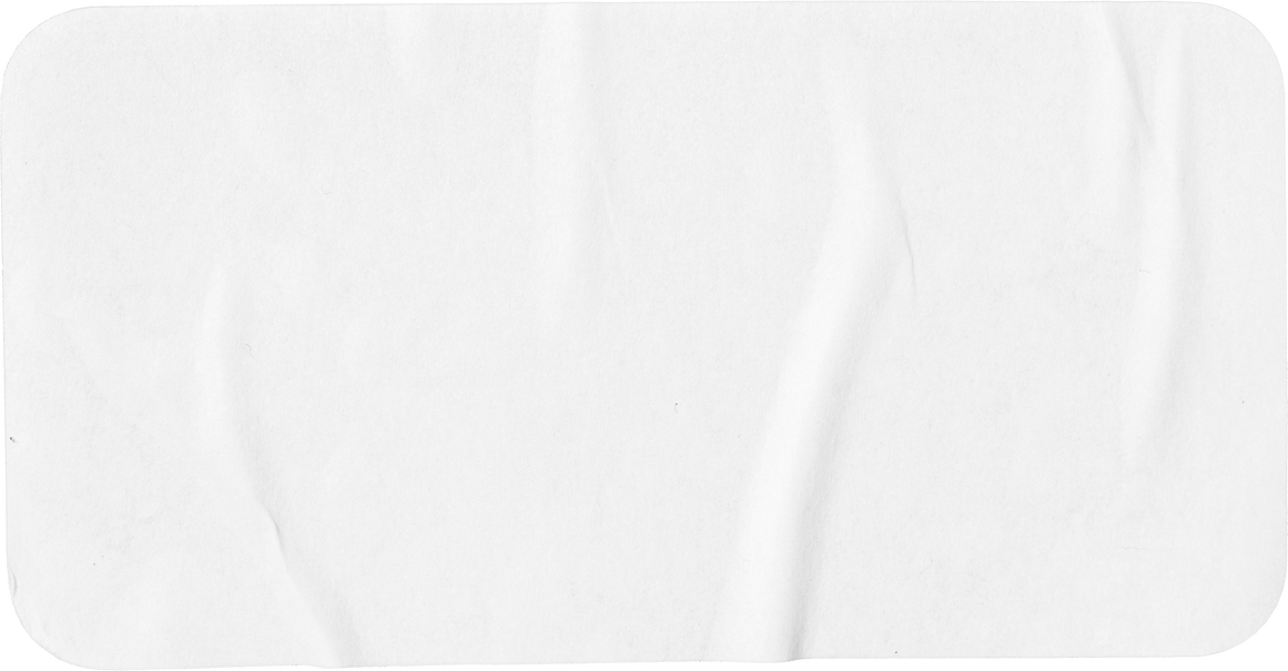Crumpled paper sheet isolated. Rectangle shape with rounded edges